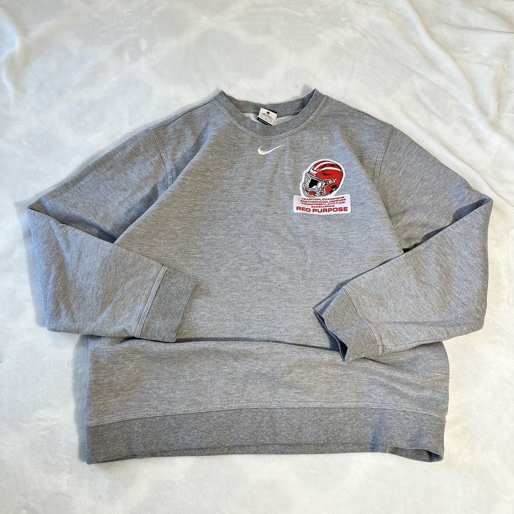 Vintage Grey Nike Mini Central Swoosh Crewneck Sweatshirt Essential Large